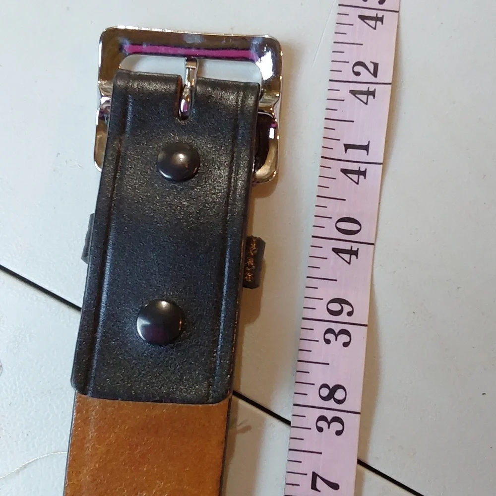 Don Hume| Men's Black Leather Belt/Tactical Solid Brass Silver Buckle Wide '36